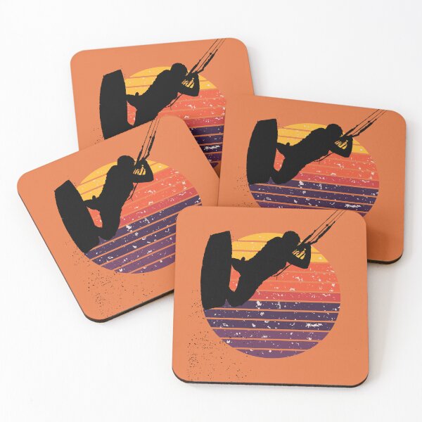 Item preview, Kitesurfing Action Kite And Surf Silhouette Retro Sunset designed and sold by taiche.