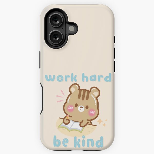 Vista previa del artículo con la obra «Cute Kawaii Chipmunk trabaja duro y sé amable», diseñado y vendido por cutecozynook.