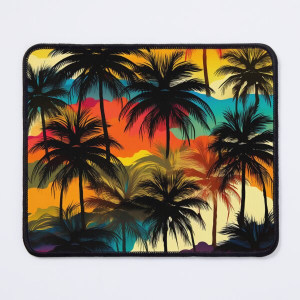 Item preview, Colorful fantasy pattern orange yellow green red turquoise black ornaments palm trees designed and sold by G-M-Designs.
