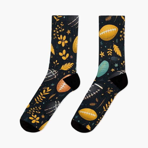 Item preview, “Falling Footballs”—Christmas In September, celebrating the football kickoff season which coincides with the Autumn Harvest. Autumn design, fall fashion, floral pattern. designed and sold by ignasirus.