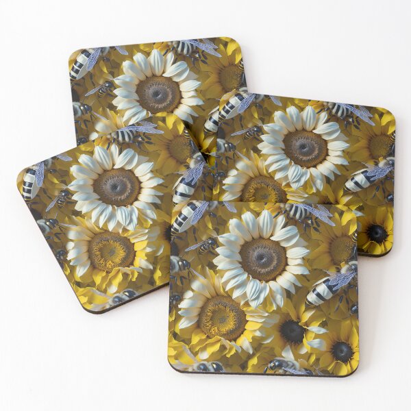 Item preview, Opulent Op Artistry: Meticulous Bees Among Sunflowers designed and sold by AmazingLab.