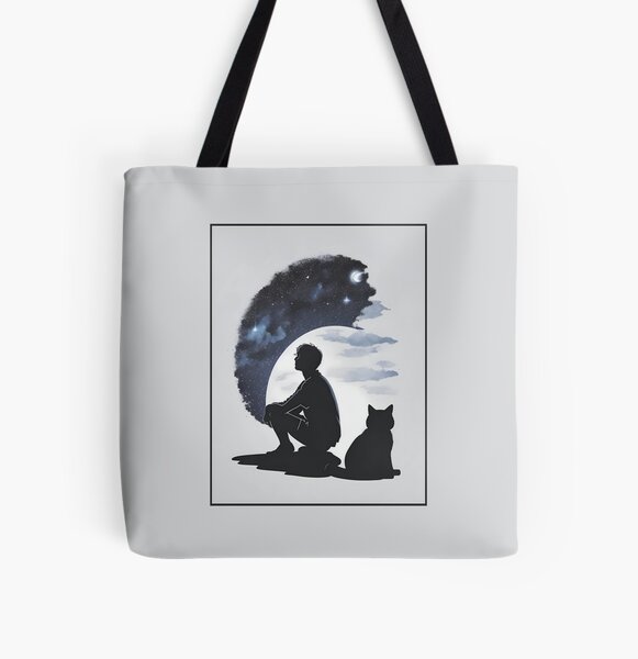 Item preview, A Man Sitting with Cat  looking into night sky designed and sold by Adamatsu-B.