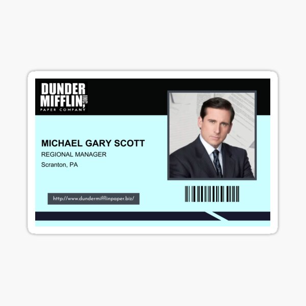 The Office Michael Scott Dunder Mifflin ID Badge Name Tag Cosplay Costume