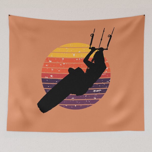 Item preview, Kitesurfer Kitesurfing Lover Black Silhouette Retro Sunset designed and sold by taiche.