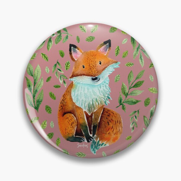 Item preview, Cute Fox Green Leaves Pink Background designed and sold by SandraArtStudio.
