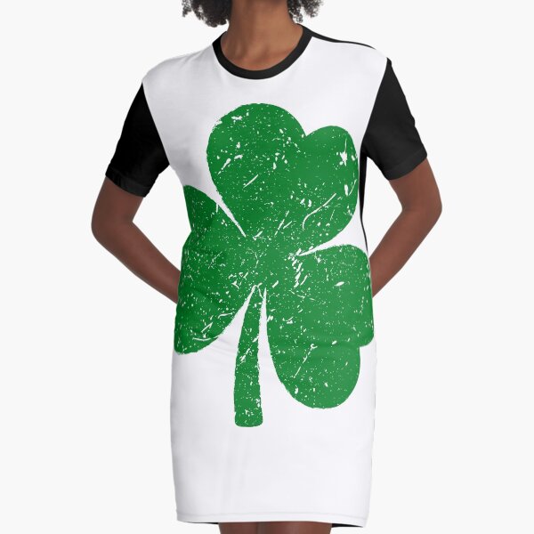 Distressed Green Shamrock St. Patrick's Day Graphic T-Shirt Dress