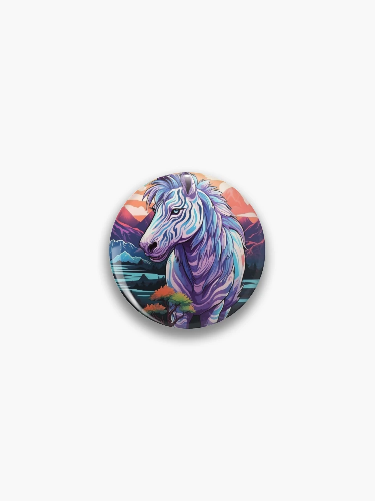 Thumbnail 1 of 3, Pin, Azure Zebra designed and sold by RiffraffDesigns.