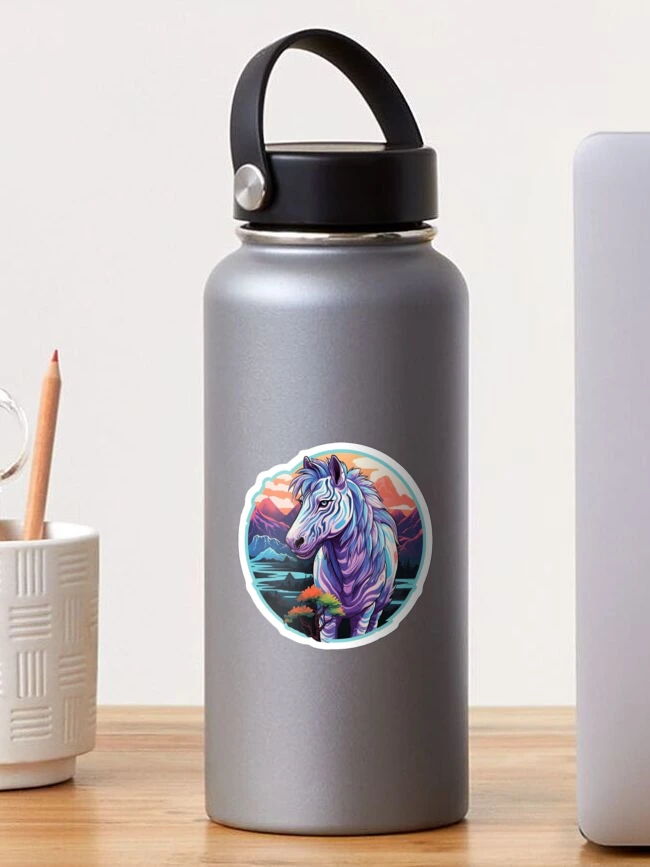 Thumbnail 1 of 3, Sticker, Azure Zebra designed and sold by RiffraffDesigns.