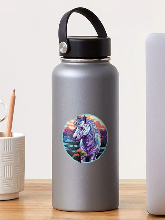Thumbnail 1 of 3, Sticker, Azure Zebra designed and sold by RiffraffDesigns.