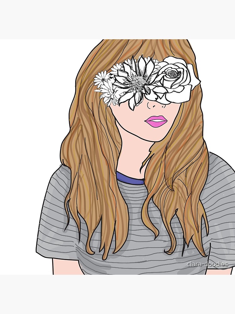 Tumblr Girl With Flower Eyes Greeting Card By Ciara Doodles