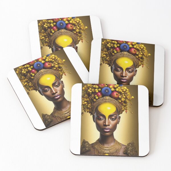 Item preview, Hermosa mujer con maquillaje creativo y peinado de frutas frescas designed and sold by Ueckermedia.