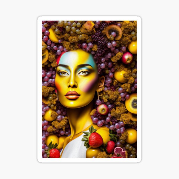 Item preview, Beautiful woman with creative makeup and fresh fruit hairstyle designed and sold by Ueckermedia.
