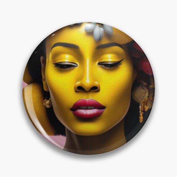 Item preview, Beautiful woman with creative makeup and fresh fruit hairstyle black yellow makeup designed and sold by Ueckermedia.