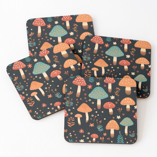 Item preview, Mushrooms Red Blue Orange Seamless Pattern designed and sold by AerinDigital.