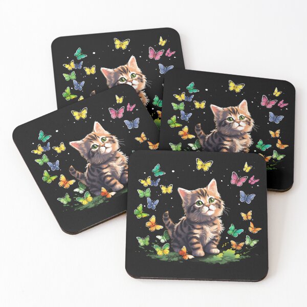 Item preview, Fluttering Whiskers: Adorable Cat Artistry and the Colorful Butterfly Ballet designed and sold by AlienSkinEyes.