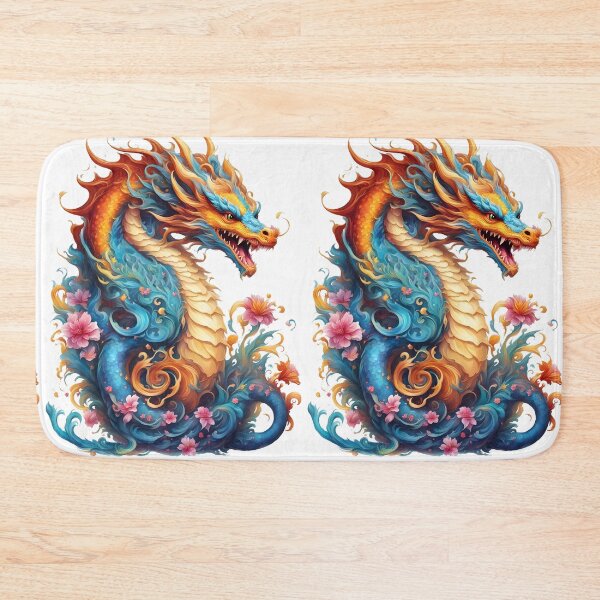 Item preview, Gold and Blue Flower Dragon designed and sold by Everything Dragon Shop.
