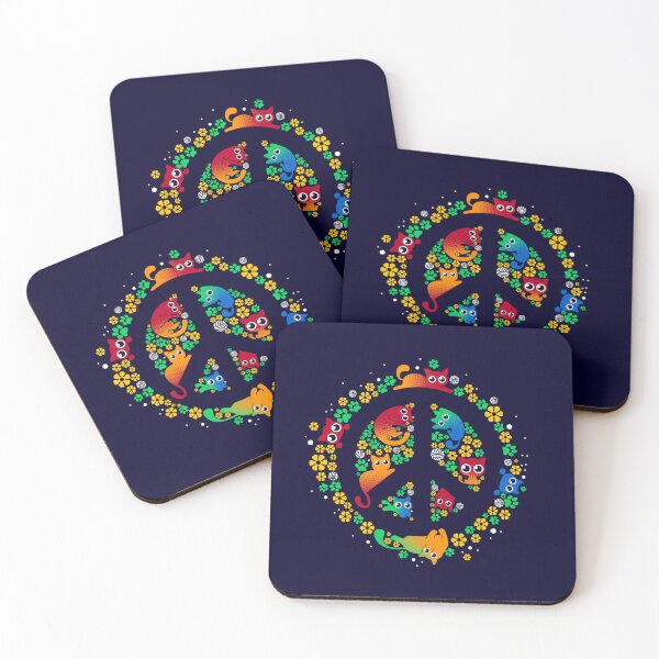 Item preview, PEACE AND CATS - cute colorful psychedelic cats designed and sold by erion5k.