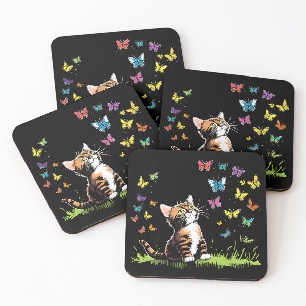 Item preview, Fluttering Whiskers: Adorable Cat Artistry and the Colorful Butterfly Ballet designed and sold by AlienSkinEyes.