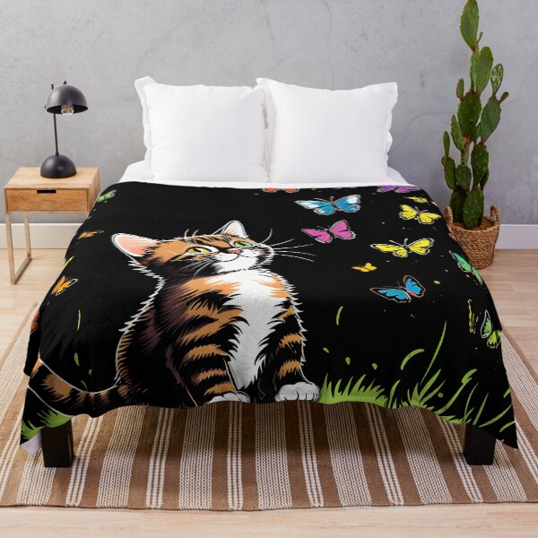 Item preview, Fluttering Whiskers: Adorable Cat Artistry and the Colorful Butterfly Ballet designed and sold by AlienSkinEyes.