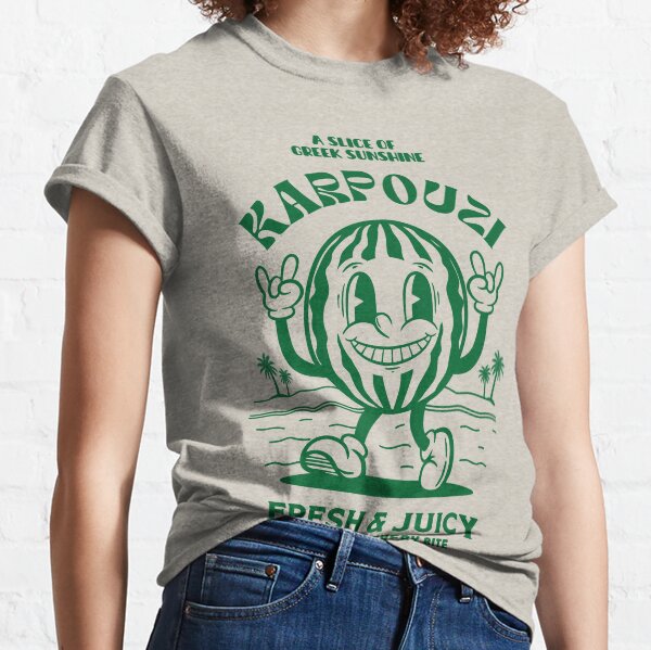 Item preview, Greek Karpouzi Watermelon Retro Mascot Tshirt designed and sold by GreekTs.