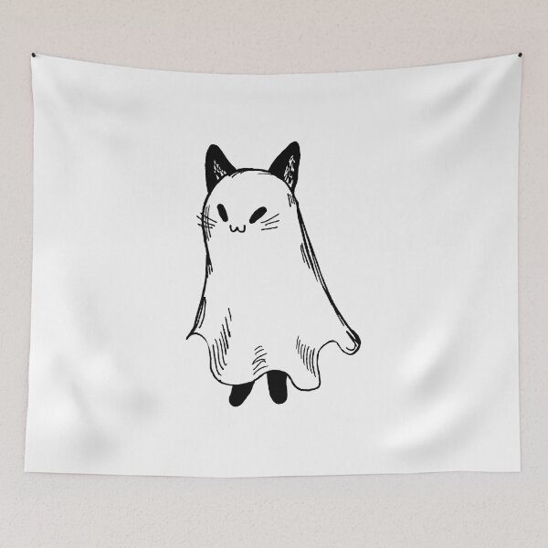 Item preview, Cat ghost lineart - Playful Phantom Feline designed and sold by EmeraldeaArt.