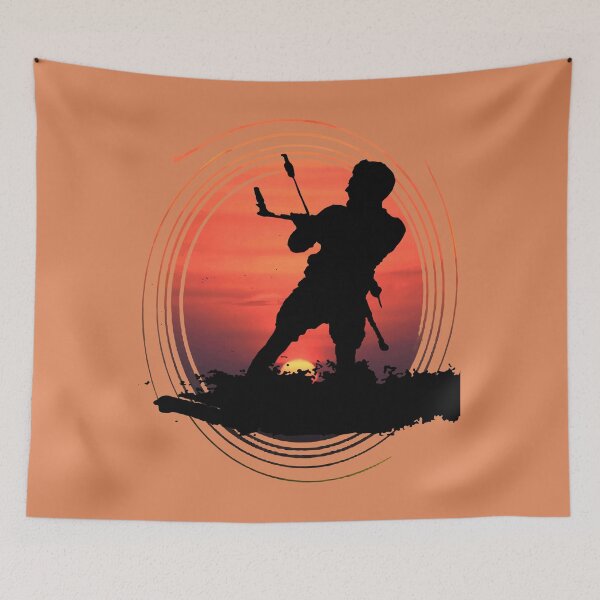 Item preview, Kitesurfing Enthusiast Riding A Wave Silhouette And Sunset designed and sold by taiche.