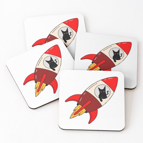 Item preview, Black Cat Looks Out The Window Of A Red Rocket designed and sold by Coffee Lifestyle.