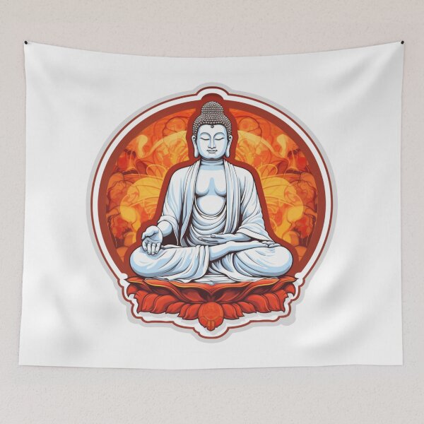 Item preview, Estilo de pegatina de Buda... blanco y naranja Por Jonathan P. designed and sold by JonathanP514.