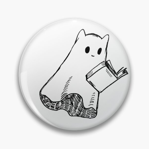 Item preview, Phantom kitty bookworm - Cat ghost lineart designed and sold by EmeraldeaArt.