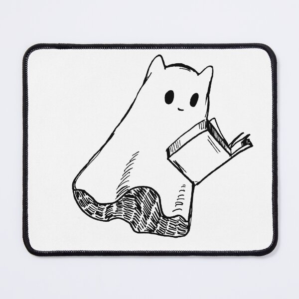 Item preview, Phantom kitty bookworm - Cat ghost lineart designed and sold by EmeraldeaArt.