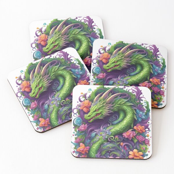 Item preview, Green and Purple Flower Dragon designed and sold by Everything Dragon Shop.