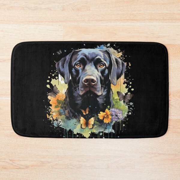 Item preview, Black Labrador Retriever Sweet Beloved Dog and Butterfly Doggy Paint Splatters Clear Background designed and sold by Vicki Noble Art.
