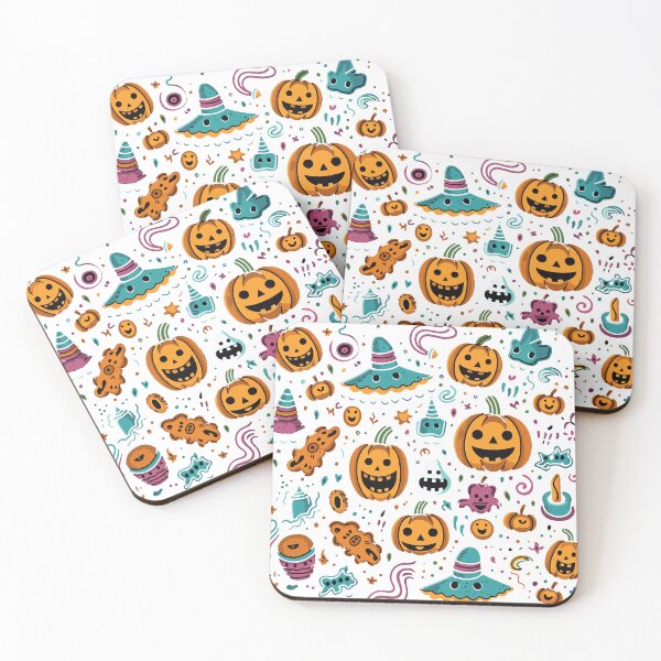 Item preview, Halloween pumpkins with background seamless pattern designed and sold by MrBoxStudio.