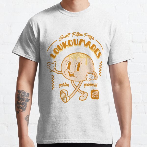 Item preview, Greek Loukoumades Beignets Donut Retro Mascot Tshirt designed and sold by GreekTs.