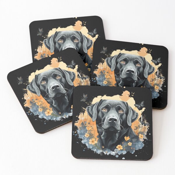 Item preview, Sweet Black Labrador Retriever Beloved Dog and Butterfly Doggy Paint Splatters Clear Background designed and sold by Vicki Noble Art.
