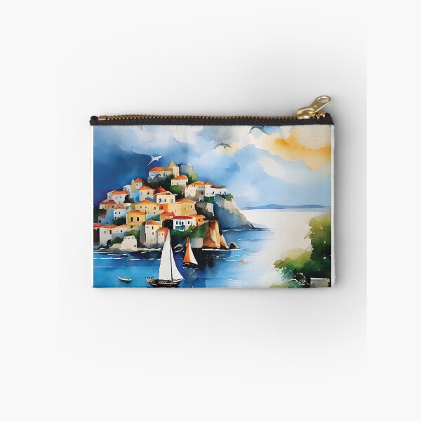 Item preview, Masterpiece Mediterranean Ariel View- Immersing in a Beautiful Watercolor Landscape designed and sold by Kumar Aarya  Kartike.
