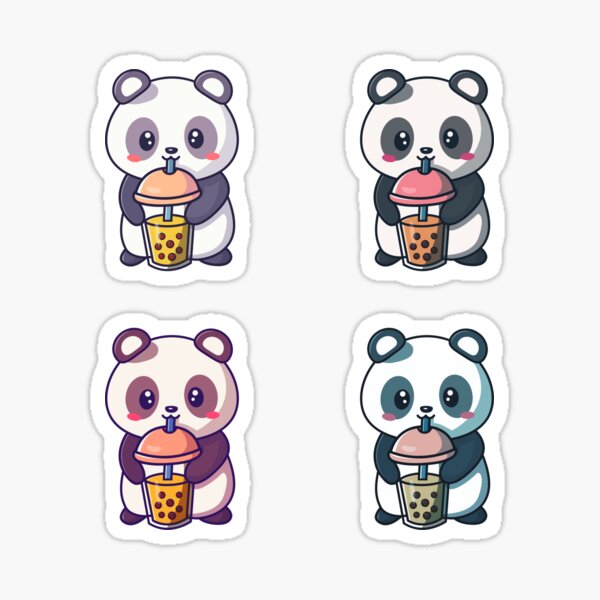 Item preview, Pandas Drinking Bubble Tea Sticker Pack designed and sold by Realizey.