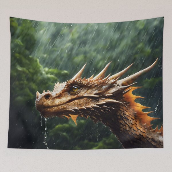 Item preview, Bronze Majestic Dragon in a Rainy Forest designed and sold by LiveDesigner.