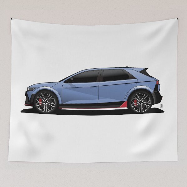 Item preview, Ioniq 5 N line blue illustration designed and sold by blackdogshop.