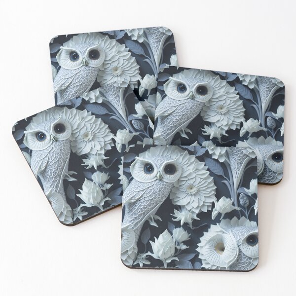Item preview, Whispers of Illusion: Enigmatic Owls in Opulent Moonflower Tapestry designed and sold by AmazingLab.