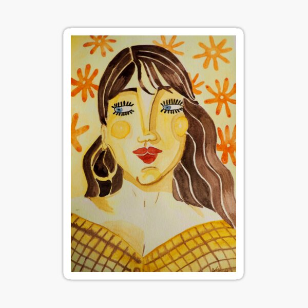 portrait Audrey jaune Sticker