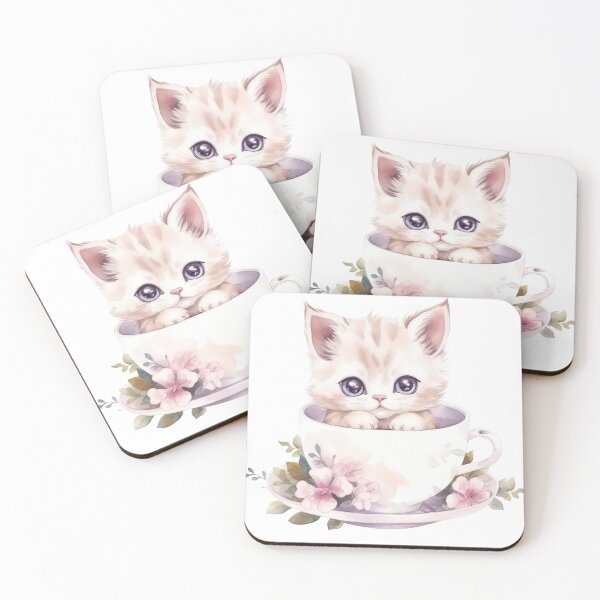 Item preview, Kitten in Floral Cup  designed and sold by Mikkway.