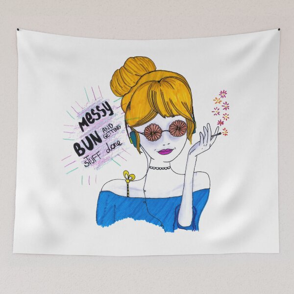 Item preview, Messy Bun And Getting Stuff Done WOman Hair Quotes designed and sold by HighArtDesigns.