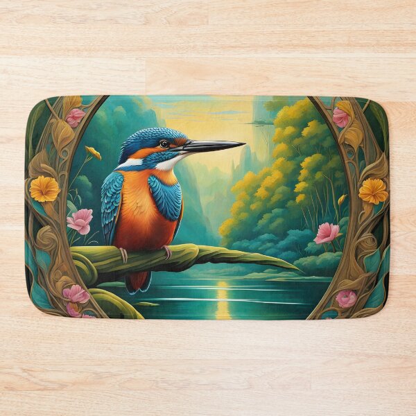 Item preview, Common Kingfisher Bird in an Art Nouveau Style designed and sold by RandomJunction.