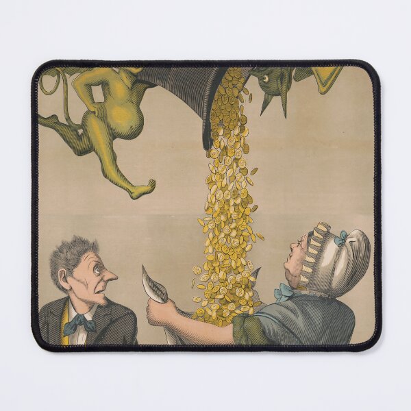 Item preview, STK501933A-Devils pouring gold coins from hat into woman's apron and boy's hat. designed and sold by StocktrekImages.