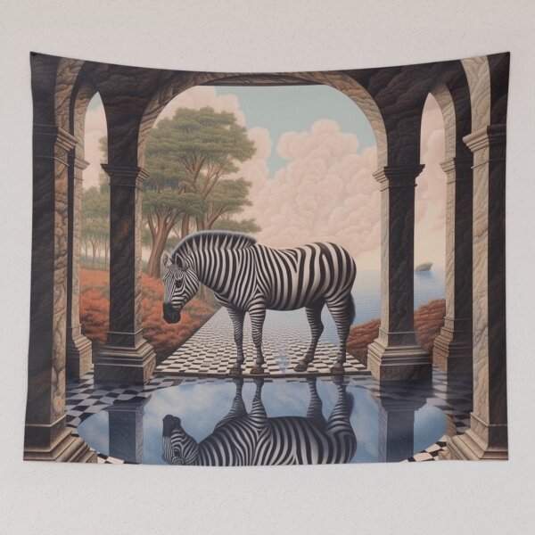 Artikelvorschau, Zebra-Reflexion: Illusion auf Schachbrett entworfen und verkauft von EVA4designs.