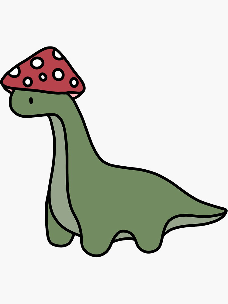 Simple Red and White Mushroom Hat Brontosaurus Dinosaur Sticker for Sale  by bassoongirl123