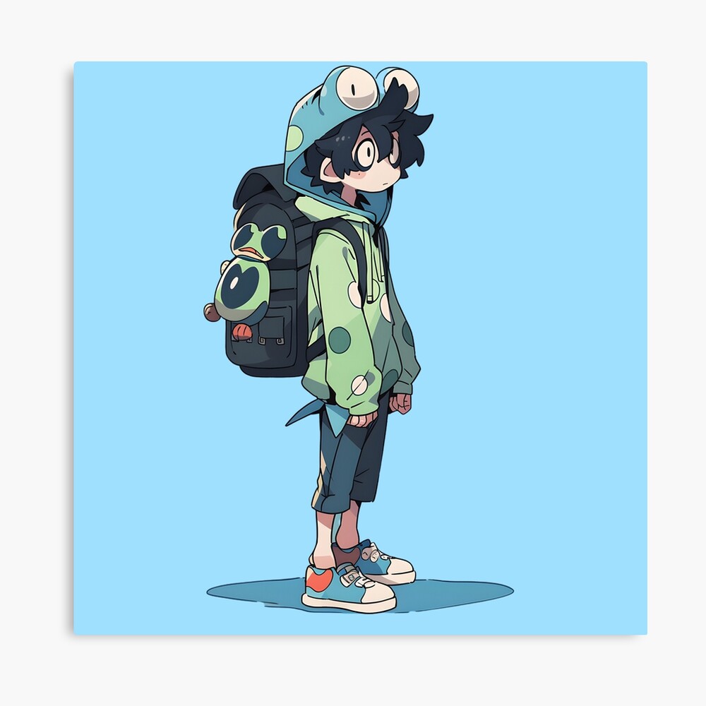 Emo Frog Anime School Boy 