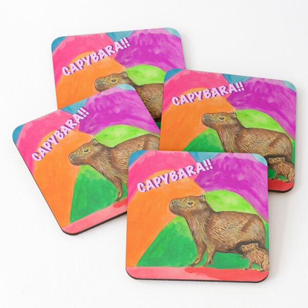 Item preview, Capybaras colorful gouache painting  designed and sold by altairaleon.