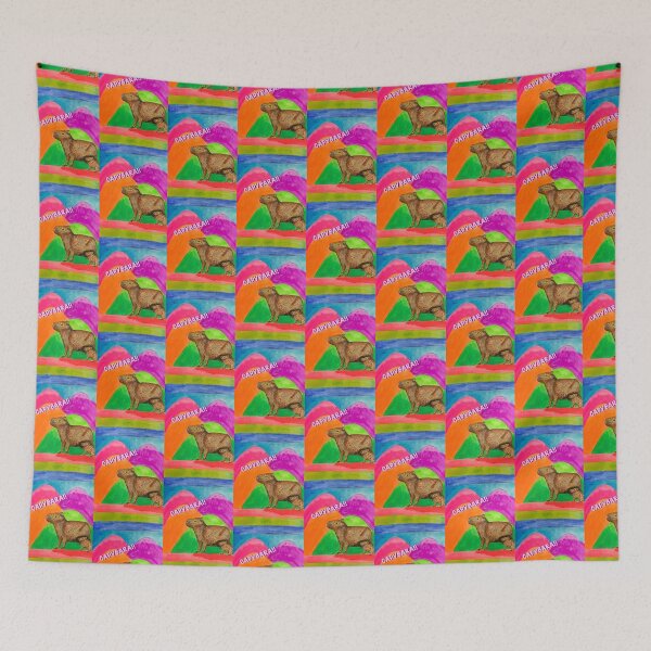 Item preview, Capybaras colorful gouache painting  designed and sold by altairaleon.